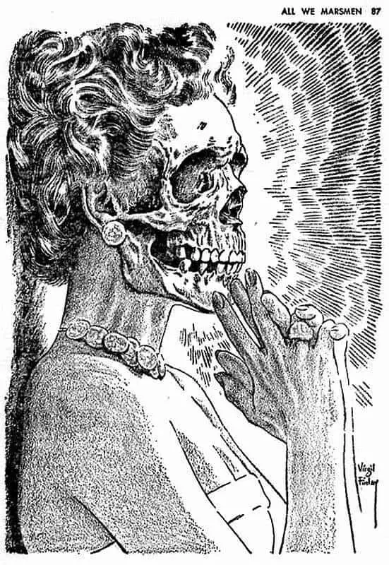 Virgil Finlay skull face