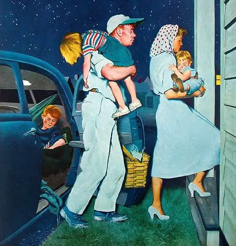“Long Day”, detail of Saturday Evening Post cover, September 1, 1951