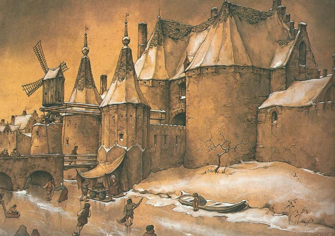 Anton Pieck (1895-1987) 1951 Illustration from ′Geertgen van Leyden to Sint Jans by Jan Verheyen castle