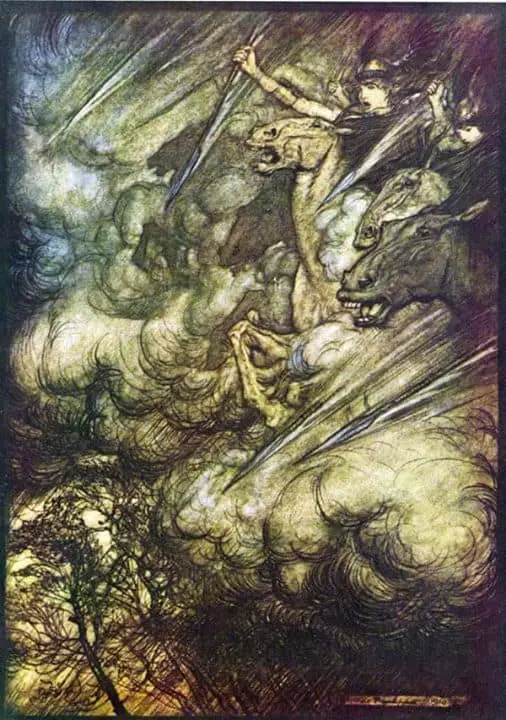 Arthur Rackham horses dust storm