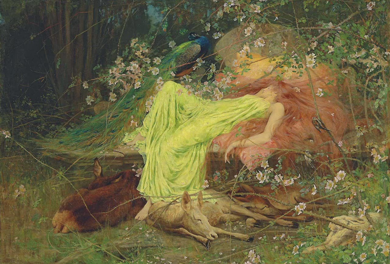 Arthur Wardle - A Fairytale, All seemed to sleep, the timid hare on form, Walter Scott 1895