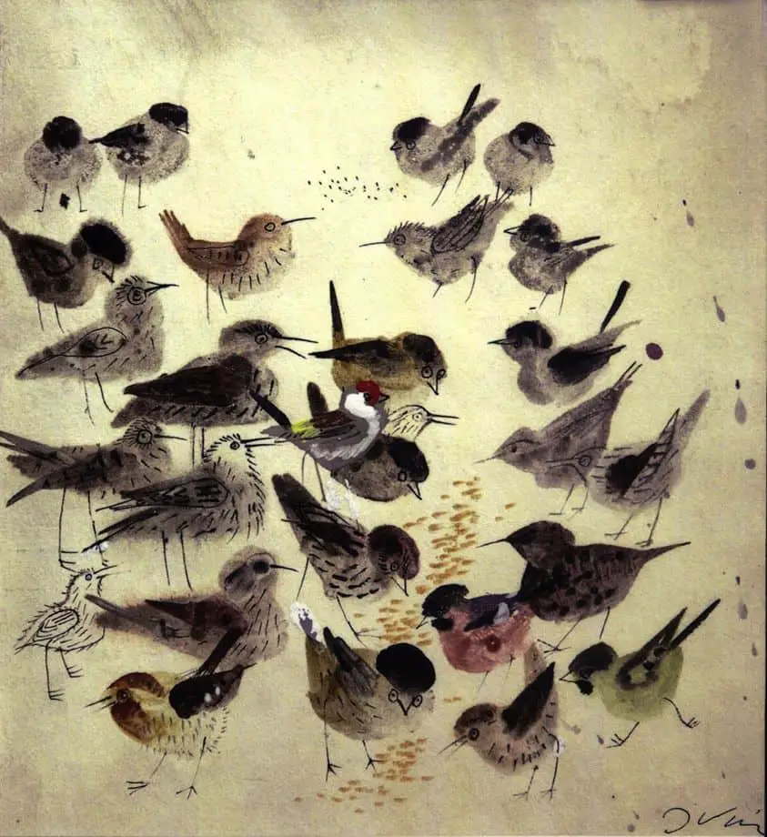 Birds, illustration by Józef Wilkon
