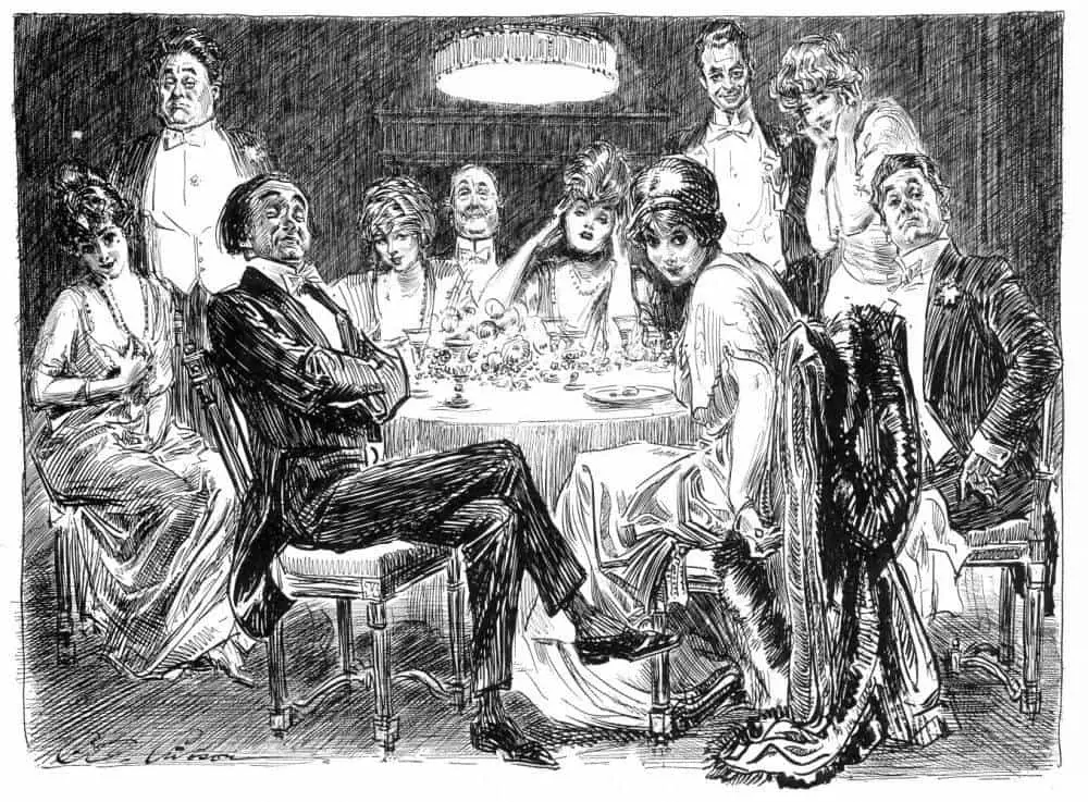 CHARLES DANA GIBSON New Cartoons  dinner portrait