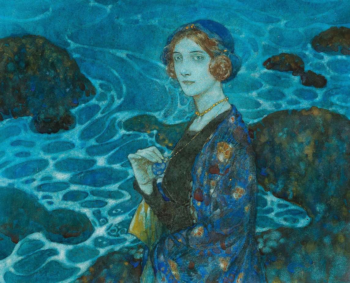 Edmund Dulac (French illustrator) 1882 - 1953 Portrait of a Woman Eleonora 1907