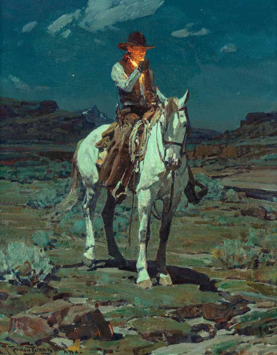 Frank Tenney Johnson, A Light In The Night, 1936 cowboy