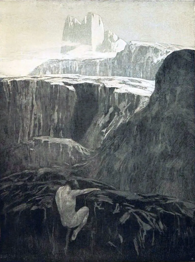Fritz Hegenbart (German painter and illustrator) 1884 - 1962 Im Streben (In The Pursuite) c1902 etching