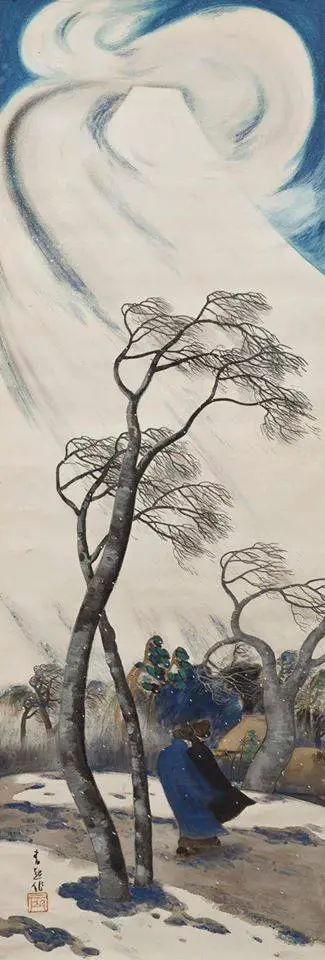HOSOKIBARA Seiki（ 細木原青起 Japanese, 1885-1958, Wind Blowing from Mt. Fuji