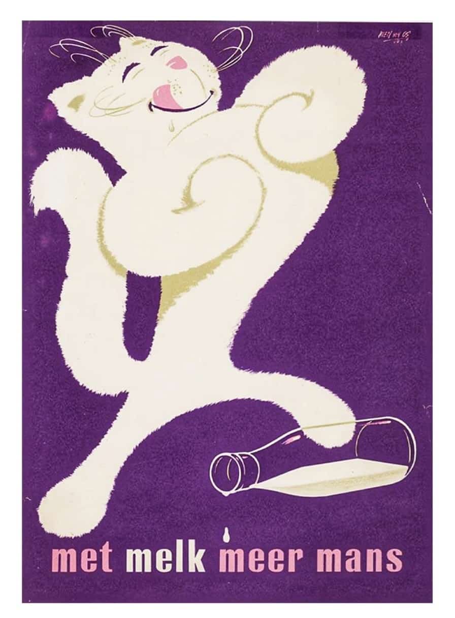 Poster-by-Dutch-artist-Koen-van-Os-1910–1983-cat-milk