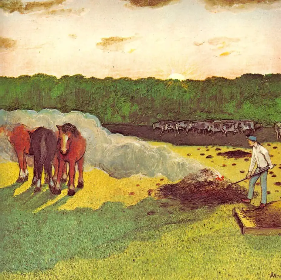 A PRAIRIE BOY'S SUMMER (1975) William Kurelek fire