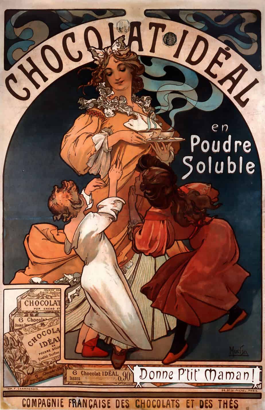 Alphonse Mucha Chocolat Ideal 1897 Art Nouveau