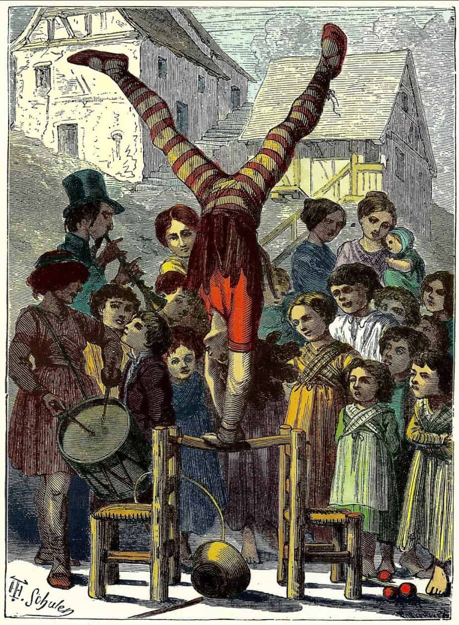 DEVINEZ L'ALPHABET (1868--colored version, 1978) Théophile Schuler acrobat
