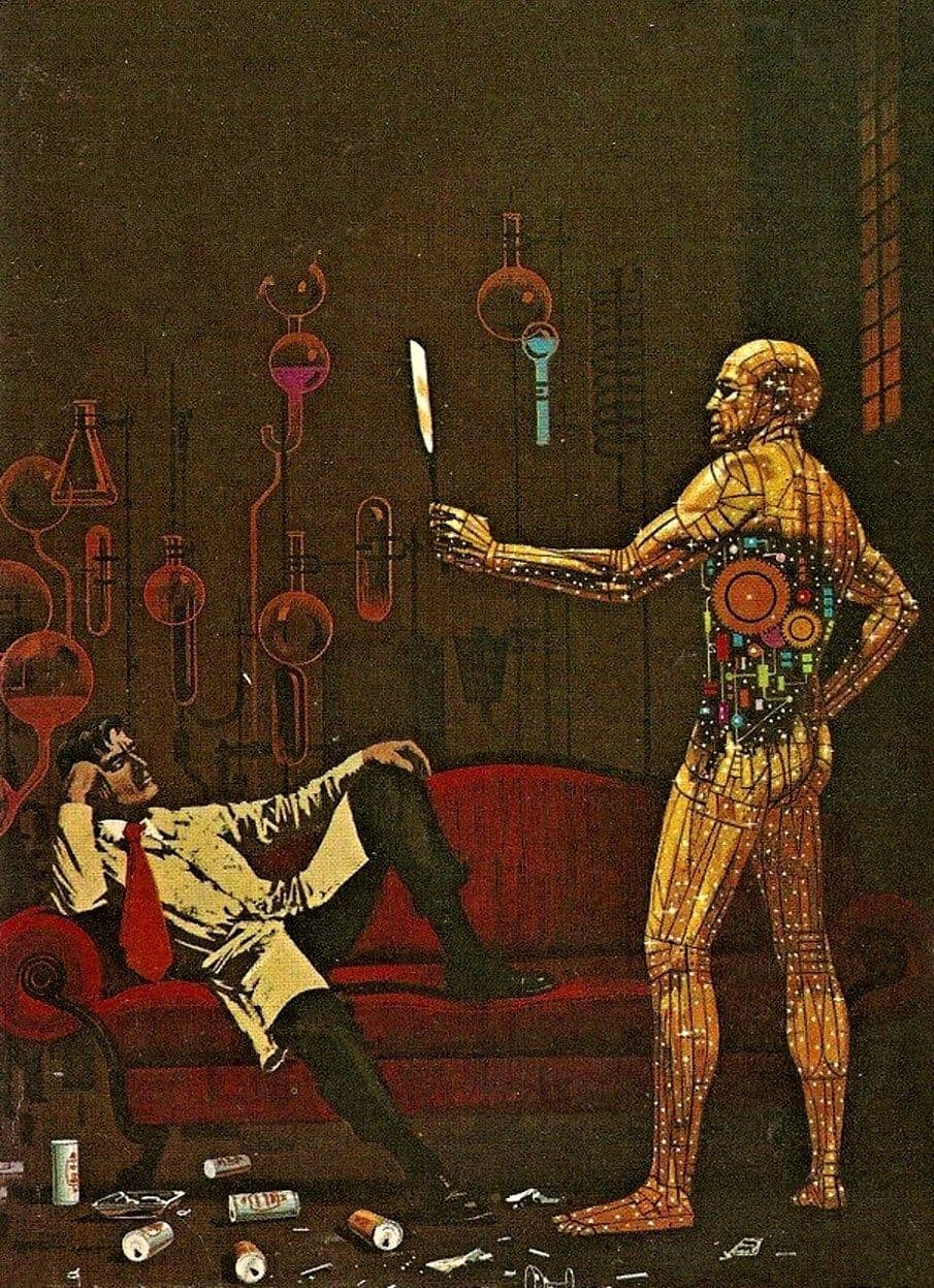 Dean Ellis (1920 - 2009) 1975 illustration for Henry Kuttner's The Proud Robot