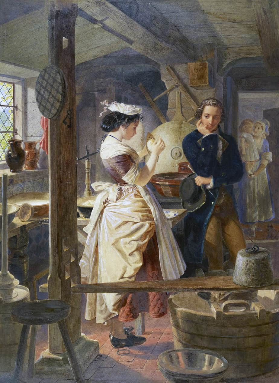Edward Henry Corbould - Hetty Sorrel and Captain Donnithorne in Mrs Poyser's dairy 1861