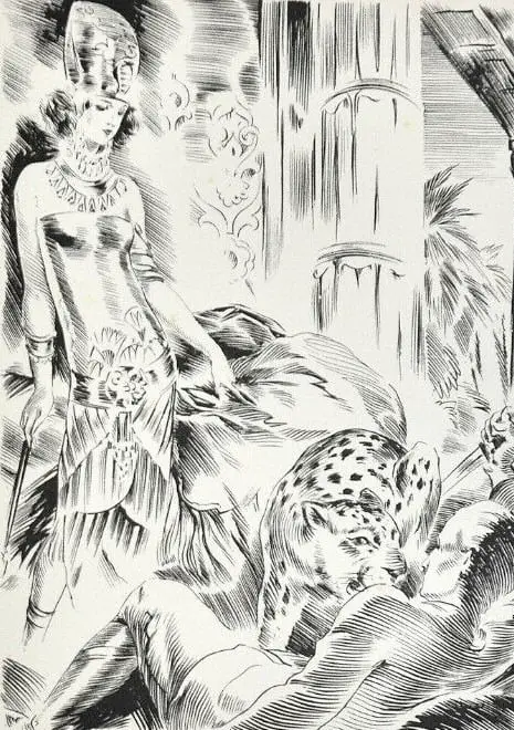 Illustration by André Hofer for a 1927 edition of Pierre Benoît's L'Atlantide tiger