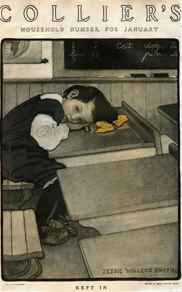 Jessie Wilcox Smith, cover for Collier's Magazine. January 1904 school