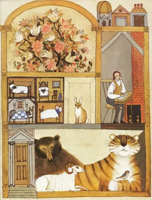 Alice and Martin Provensen, The tiger asks Blake for a bedtime story,  cutaway, tiger