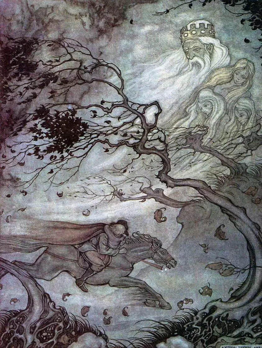 Anton Franciscus Pieck (1895 - 1987) 1942 The King Of The Forest Illustration for Grimm's Fairy Tales wind