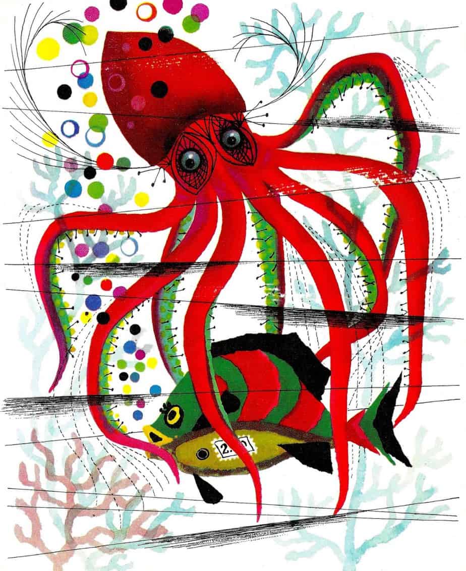DE ONTEVREDEN VIS (1962) Cornelius van Velsen fish octopus