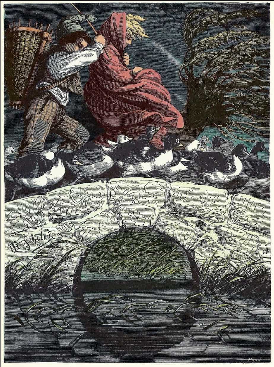 DEVINEZ L'ALPHABET (1868--colored version, 1978) Théophile Schuler crossing bridge