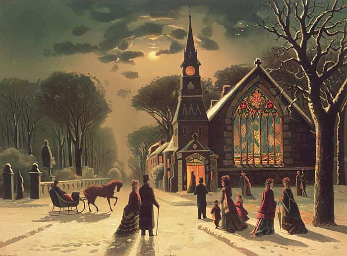 Christmas Eve, an 1878 painting by J. Hoover & Son