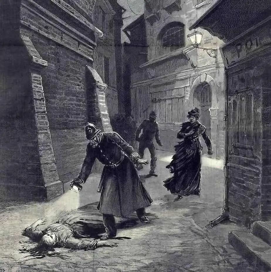 Fortuné Méaulle's (1844 - 1916) engraving after a drawing by Henri Meyer (1841 - 1899) 1891 for Le Journal illustré depicting the 10th Whitechapel Crime (the murder of Frances Coles on 13 February 1891)