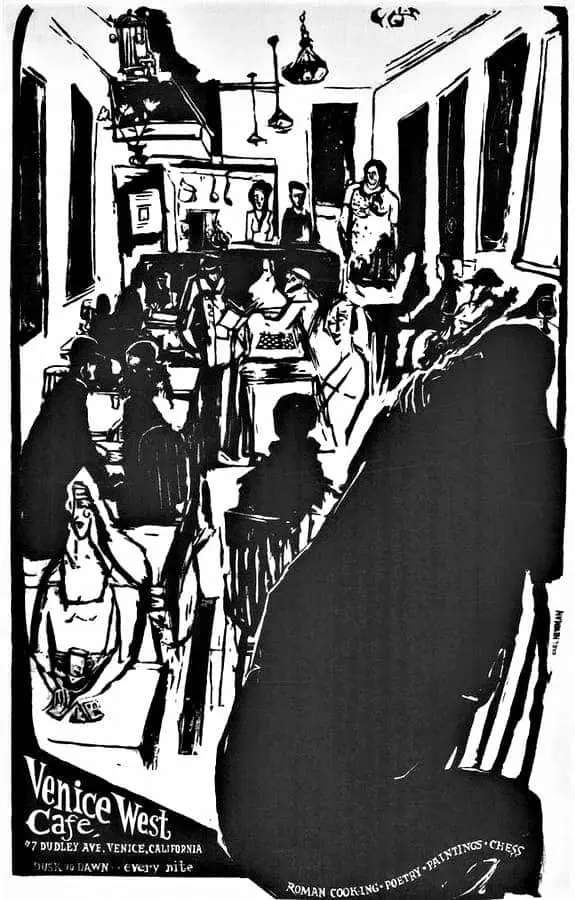 Illustration by Earl Newman, 1960s Venice West Cafe