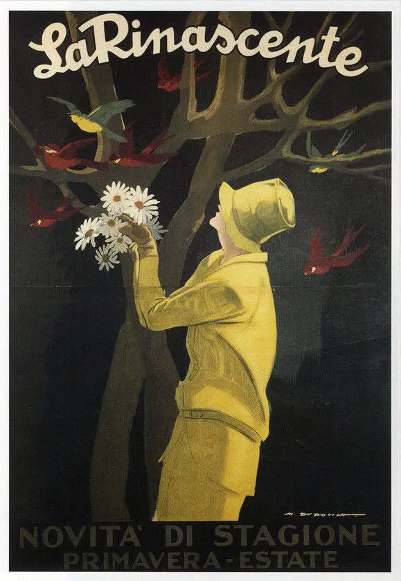 La Rinascente, sans date - Marcello Dudovich (1878-1962) woman bird
