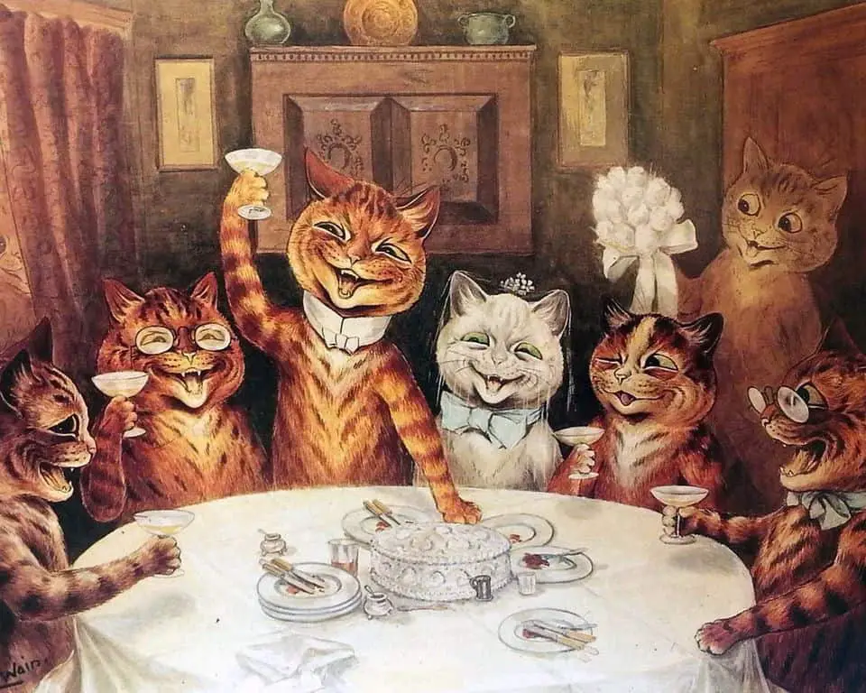 cat party by Louis Wain