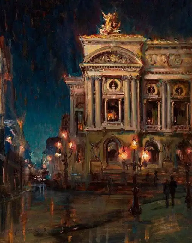 Paris Opéra Nocturne by Daniel Gerhartz. American painter