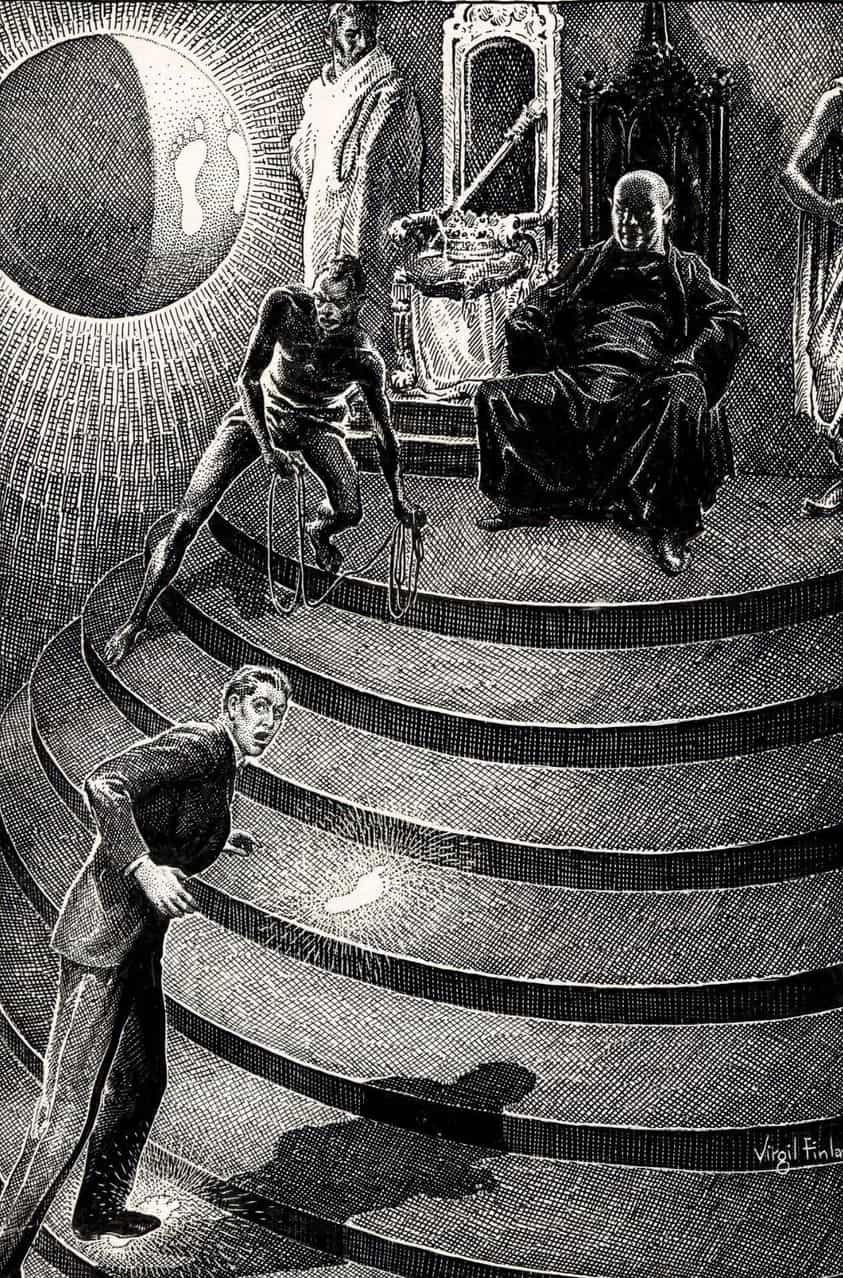 Virgil Finlay (1914 - 1971) 1939 illustration for Seven Footprints to Satan by A. Merritt