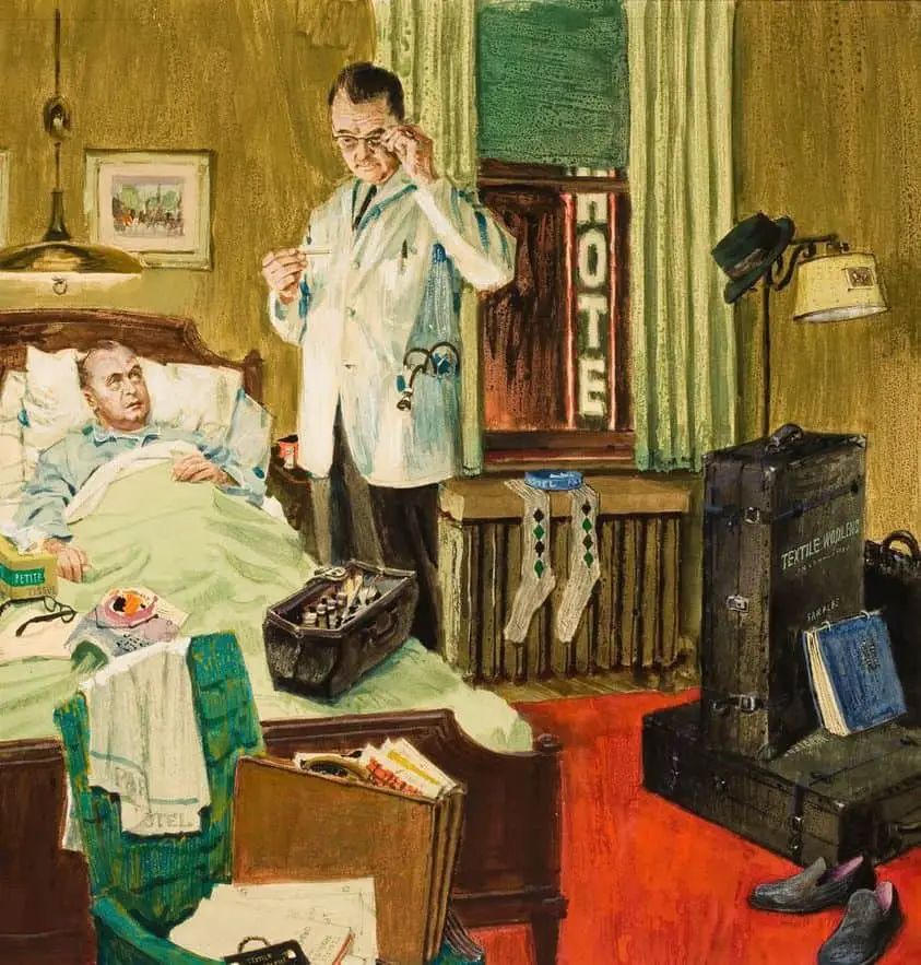 A Visit from the Doctor, Alex Ross (1908-1990), Medical Times