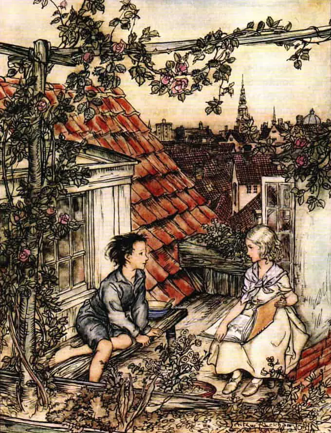 Arthur-Rackham-The-Snow-Queen-rooftop