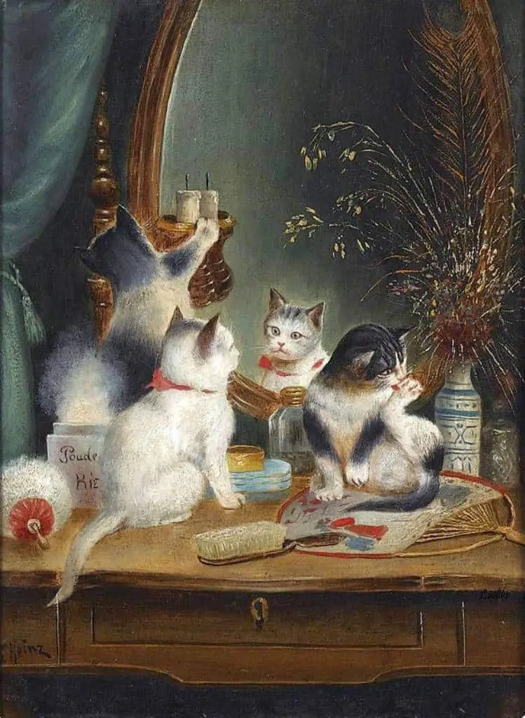 Cats in the Boudoir - Carl Reichert (1836- 1918, Austrian)