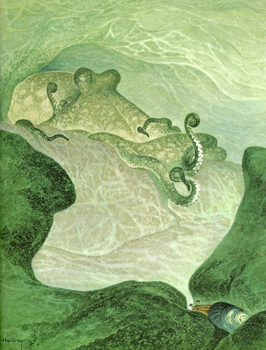 DER ROTE VOGEL FELIX (1975) Marie Sarraz fantasy landscape with snail and tentacles