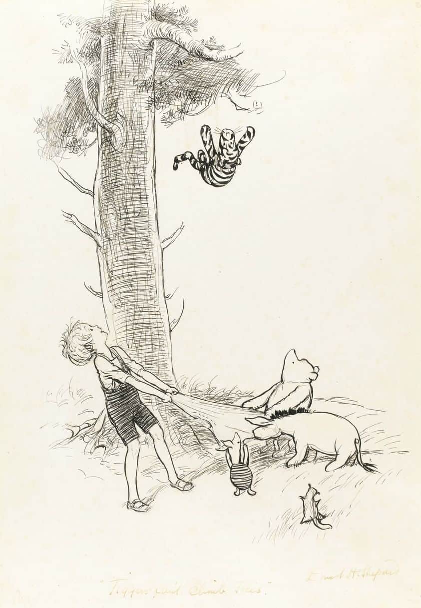 E.H. Shepard (British,1879-1976) Tiggers can't climb trees