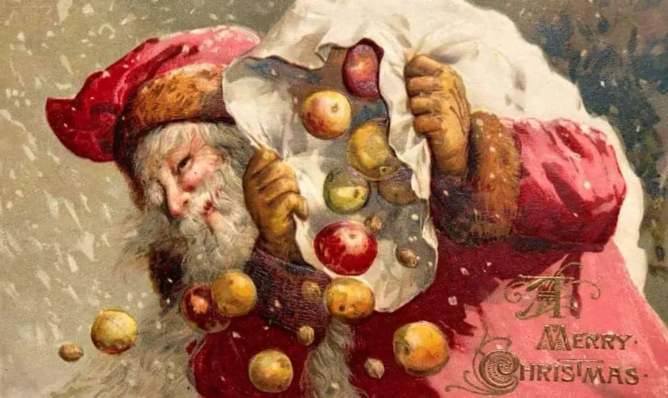 John Winsch 1913 Santa with a sack of apples