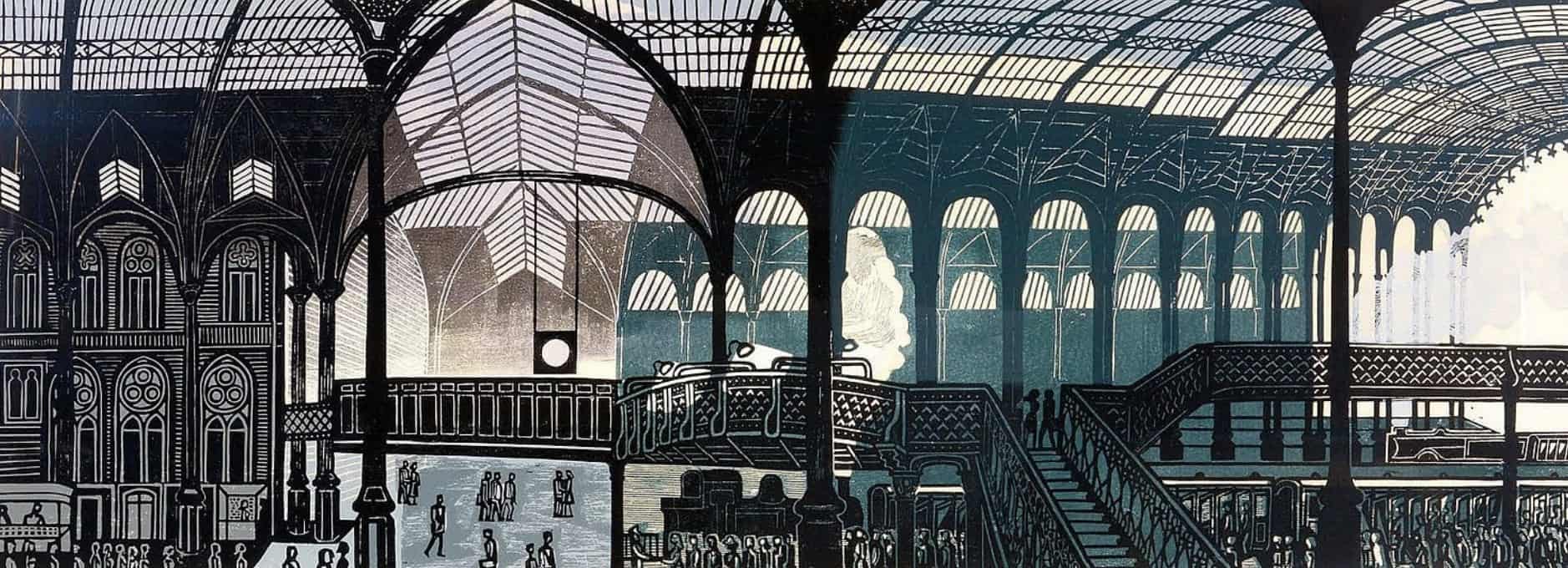 Liverpool Street Station by Edward Bawden, colour lithograph, 1961
