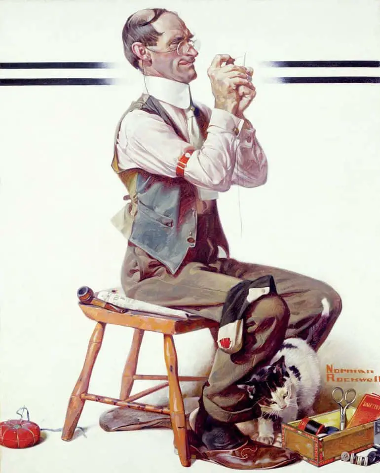 Norman Rockwell - Threading the needle (1922)