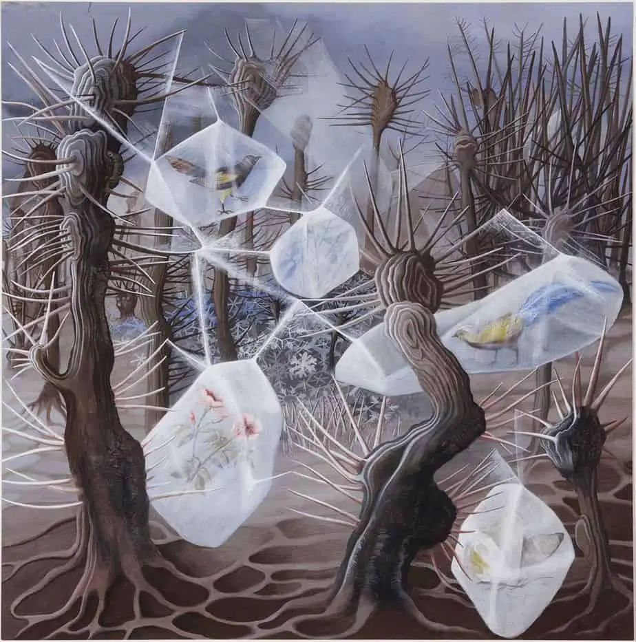 Remedios Varo (Anglès, Girona, Spain, 1908-Mexico, Mexico, 1963), of of winter, 1948, gouache on paper, 44 x 44 cm. National Museum of Arte Reina Sofia, Madrid.