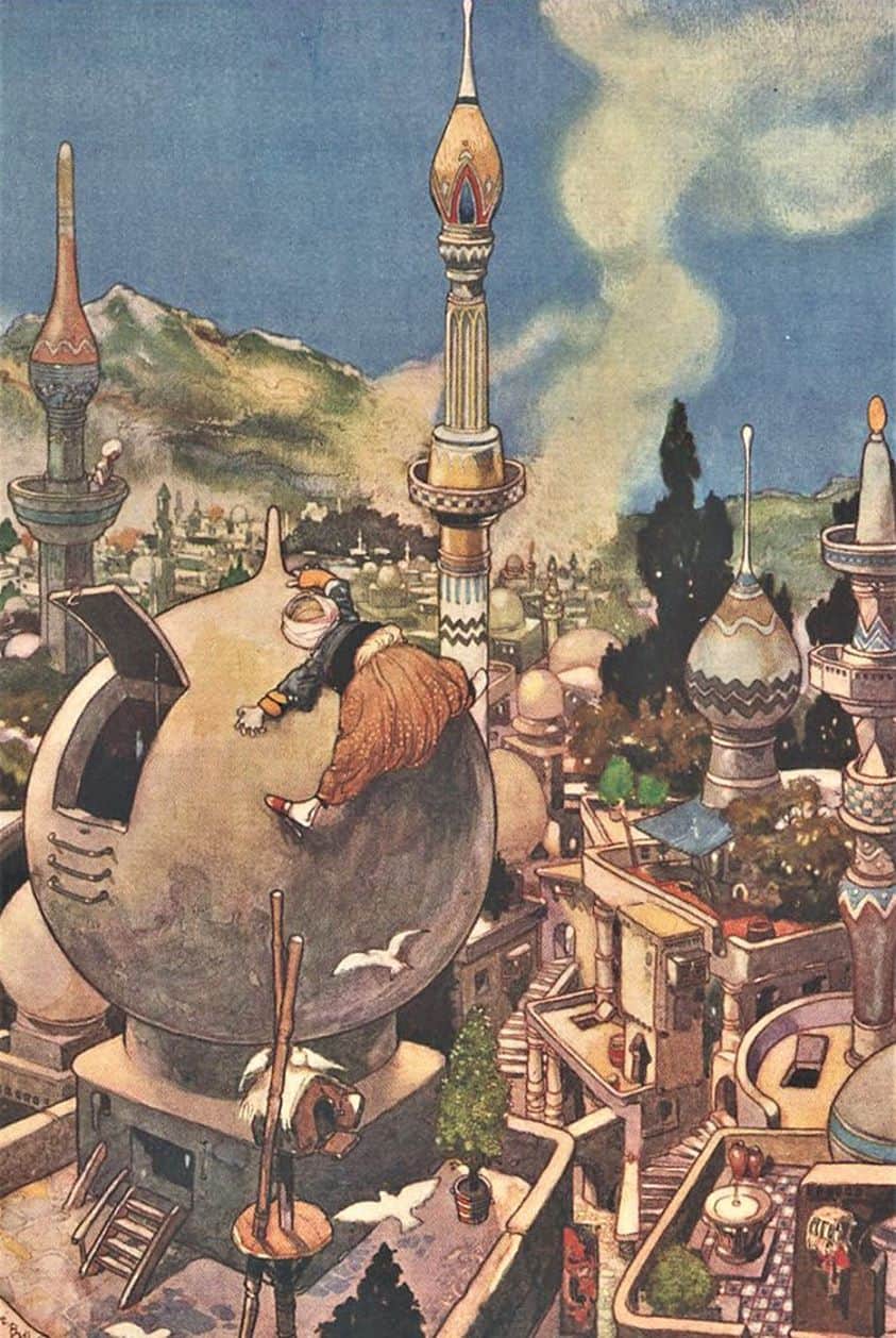 René Bull (1872 – 1942) 1912 illustration for Arabian Nights