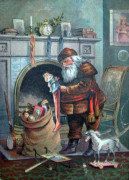 Santa Claus and his Works, by George Webster, published 1888 santa filling a stocking