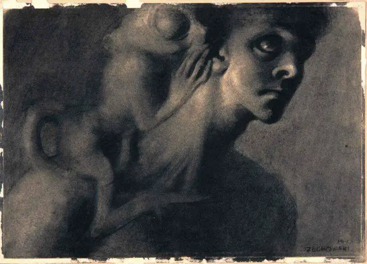 Stefan Żechowski (1912- 1984) Djinn on shoulder