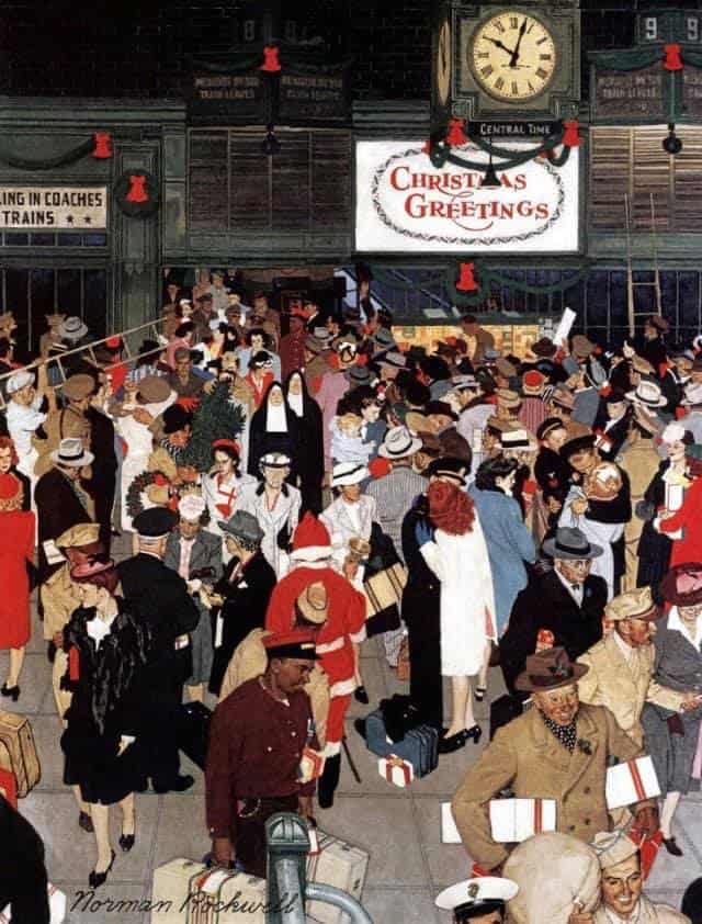 Union Train Station, Chicago, Christmas shopping, 1944, Norman Rockwell