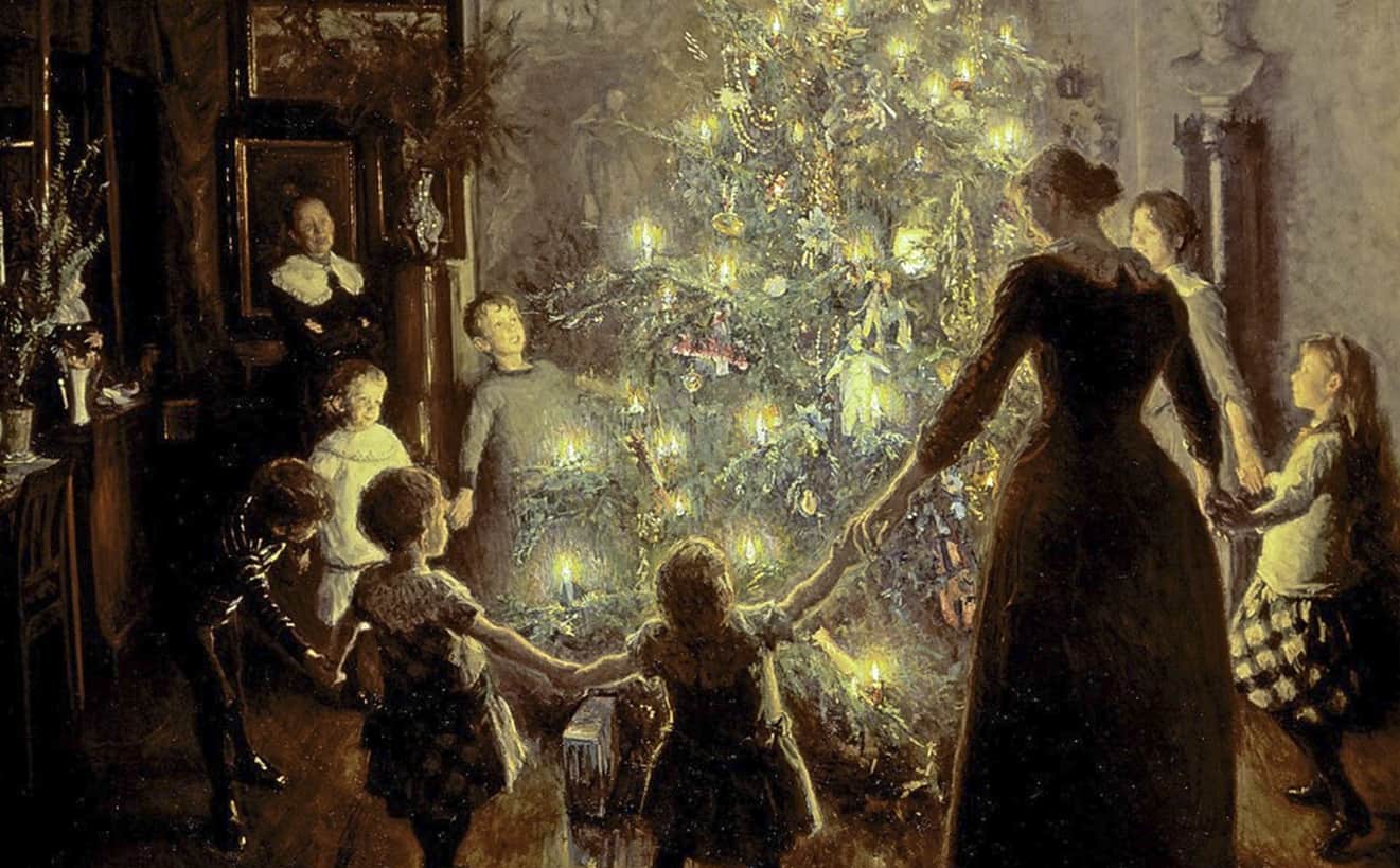 Viggo Johansen (1851-1935) Danish painter. Silent Night 1891