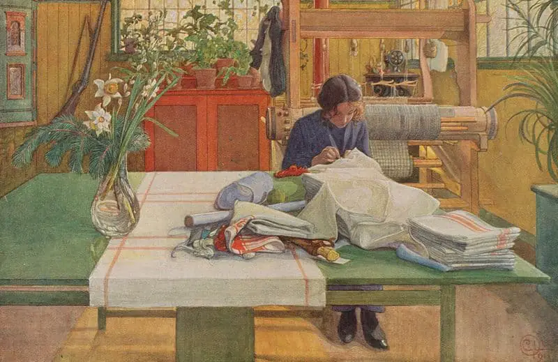 Woman Sewing, Carl Larsson, 1912