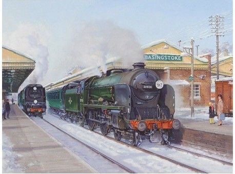 ‘Christmas at Basingstoke’ by Robin Pinnock railway platform station