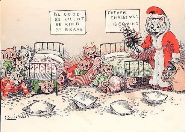 ‘Father Christmas is Here’, circa 1880 by Louis Wain (1860-1930)