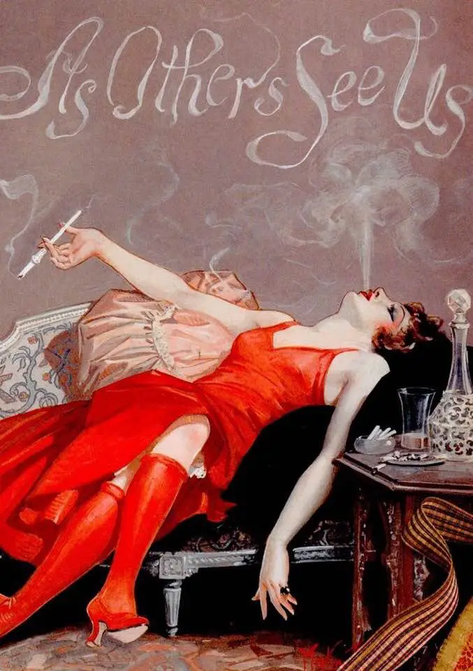 1920s smoking flapper, illustration by Maclin