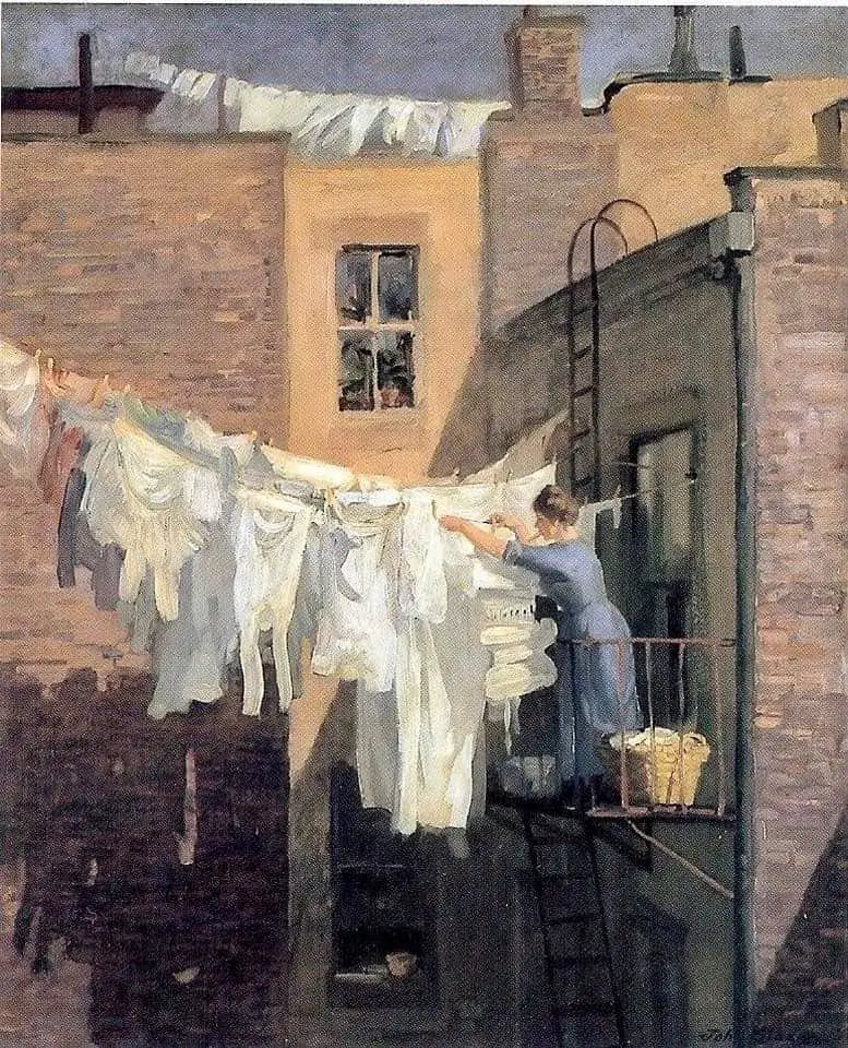 American Artist Illustrator John L Sloan 1912 A Womans Work NYC 1912 washing