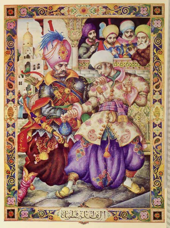 Arthur Szyk was commissioned to do 100 paintings for the Arabian Nights in 1946, but had managed 60 by time of his death in 1951